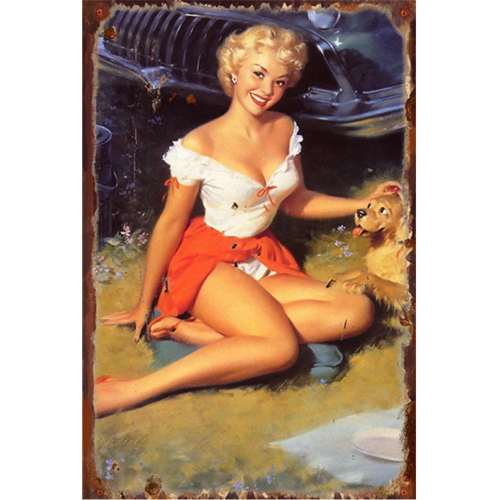 Сексуальные красивые Ретро-таблички постер металлический знак винтажная