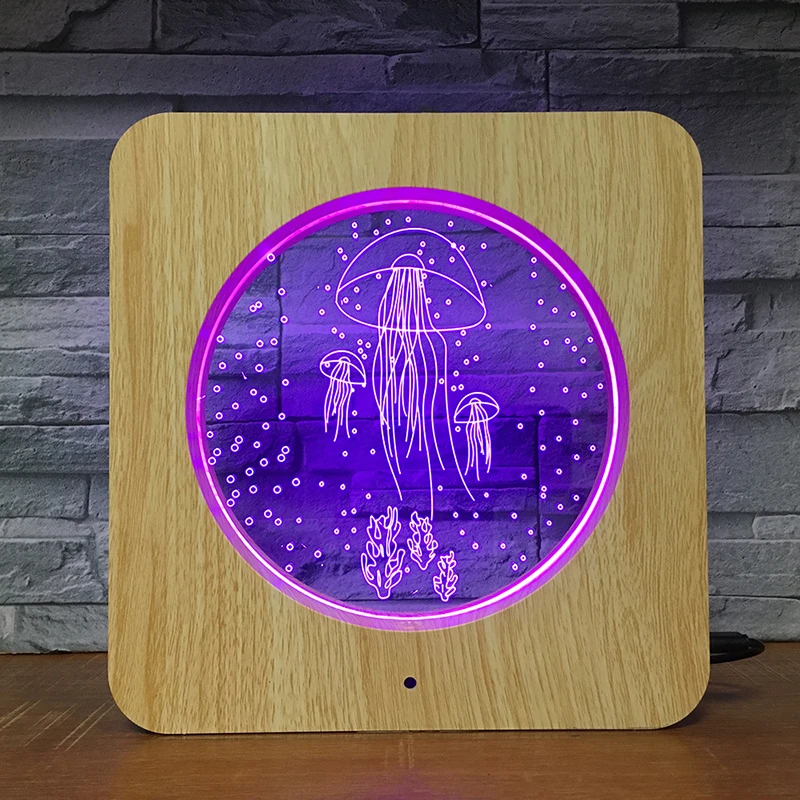 

JellyFish Swimming Photo Frame 3D LED Plastic Night Light DIY Customized Lamp Table Lamp Kids Colors Gift Home Decor 2521