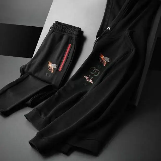 

2021 spring and autumn new cardigan hooded vests two-piece large size fashion casual sports Outfits men