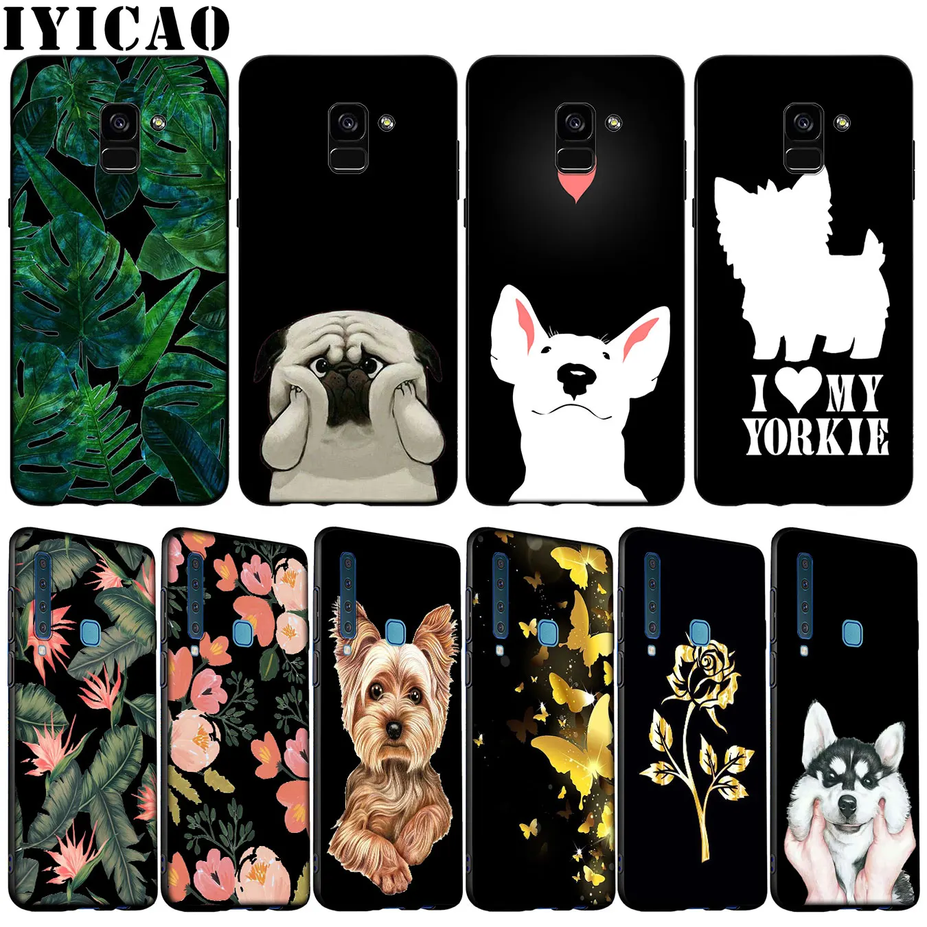 Мягкий силиконовый чехол для кошек с милыми собачками и цветами samsung Galaxy A6 A7 A8 A9 2018