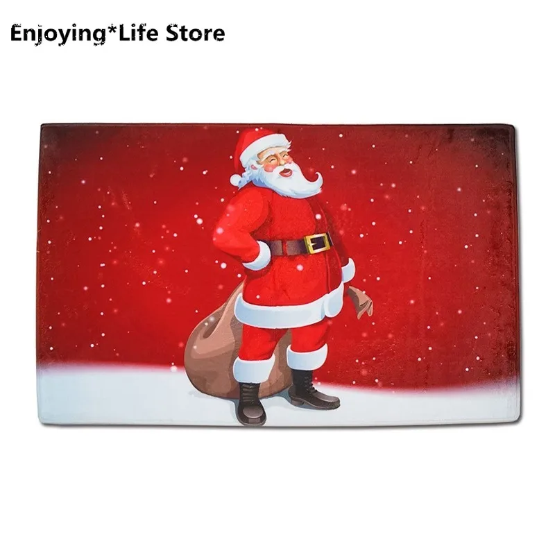 

Christmas Carpet Kitchen Bathroom Water-absorbing Anti-slip Floor Mat Door Mat Bathroom Rug