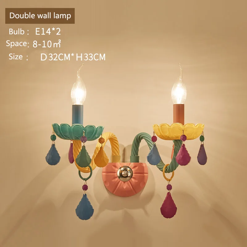 

Modern Wall Lamp macaron Children's room wall sconce cartoon bedside lamp girl room colorful crystal wall light indoor lighting