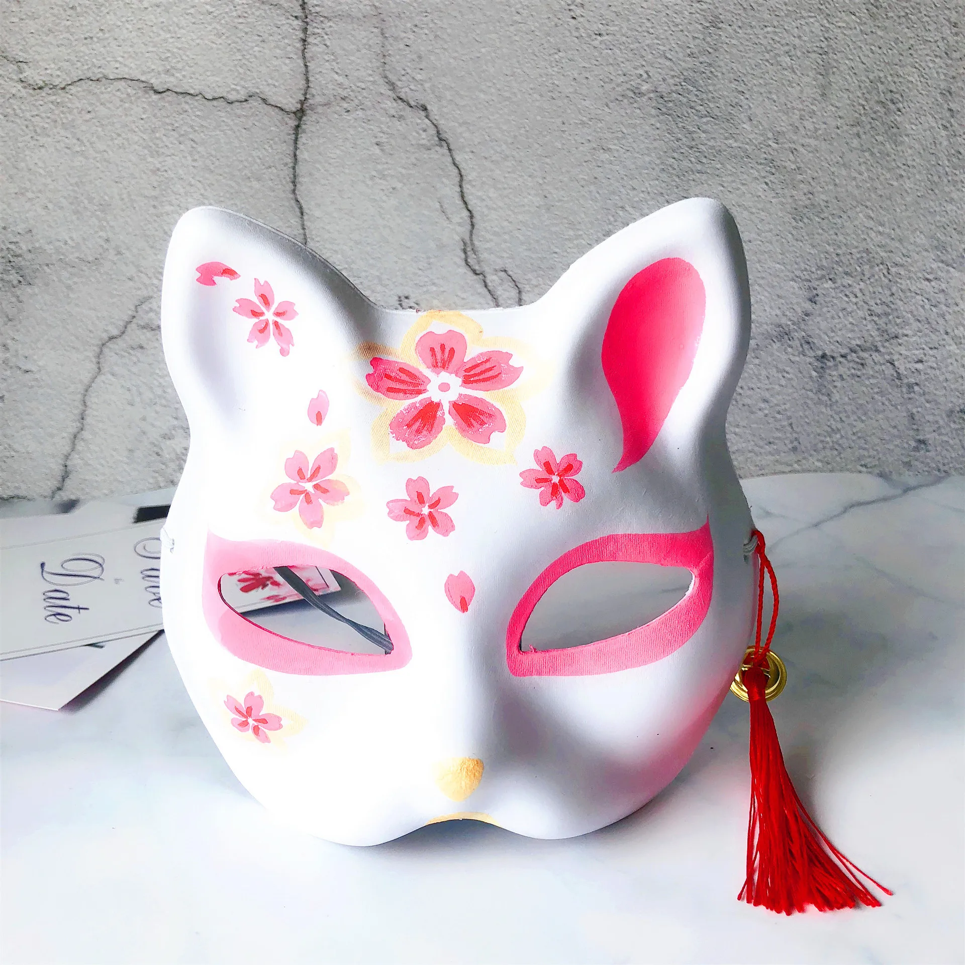 Аниме косплей маска с ручной росписью кисточка кошка лиса для косплея розовые