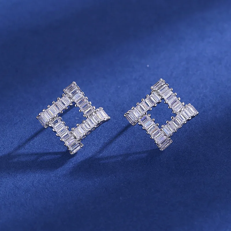 

Полые прямоугольные серьги с кристаллами, женские серьги, новинка 2021, Модные индивидуальные серьги, оптовая продажа, модные ювелирные издел...