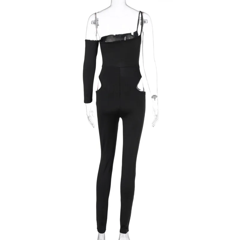 

HAWTHAW summer women clothes off the shoulder black fitness slim tracksuit playsuit one piece jumpsuit romper skinny 2020