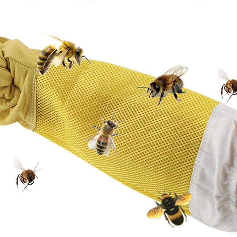 

Yellow Sheepskin Breathable Yellow Mesh Bee Glove Ventilated Professional Anti Bee For Apiculture Beekeeper Beehive