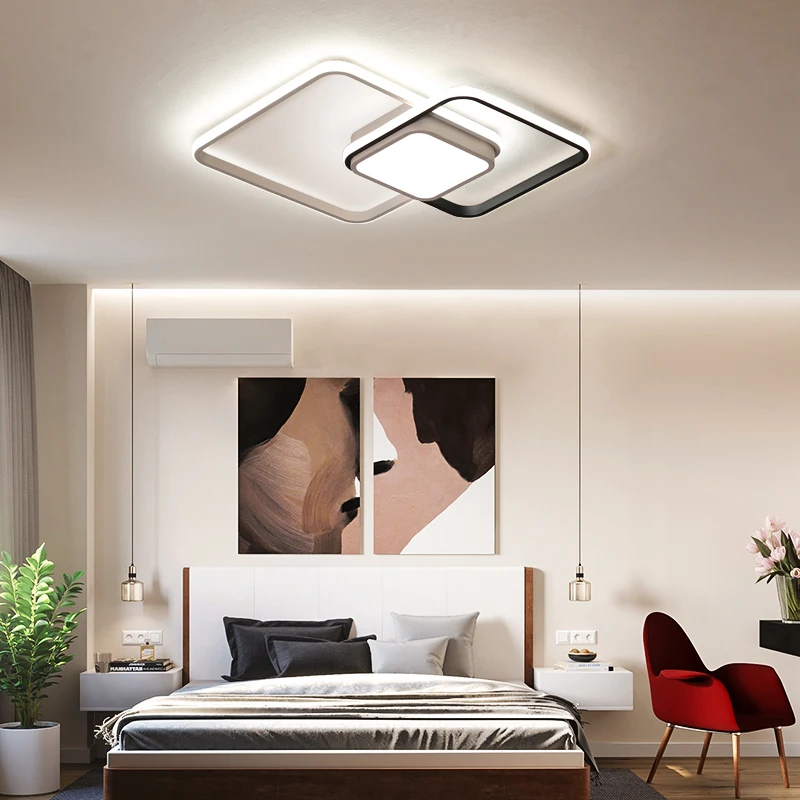 Современные светодиодный ные люстры черно белого цвета для гостиной спальни