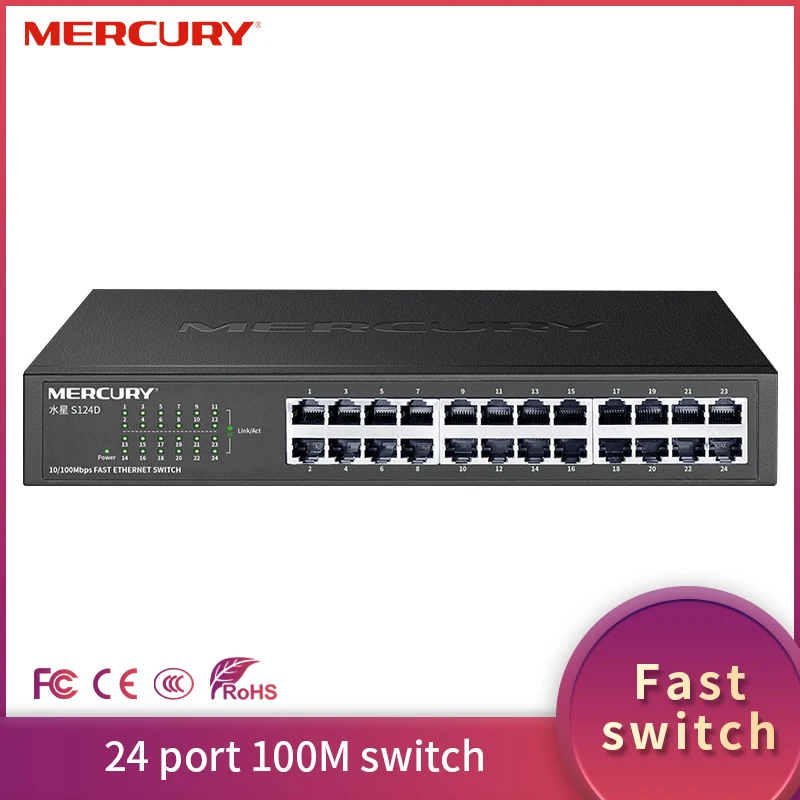MERCURY S124D 24 Port 10/100M 3 2 Гбит/с автоматический MDI/MDI X полу/ полный DuplexFast Enternet сетевой