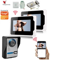 tuya app 27 tft wired wifi video door phone doorbell intercom system with electric strike lock 1080p camera kit