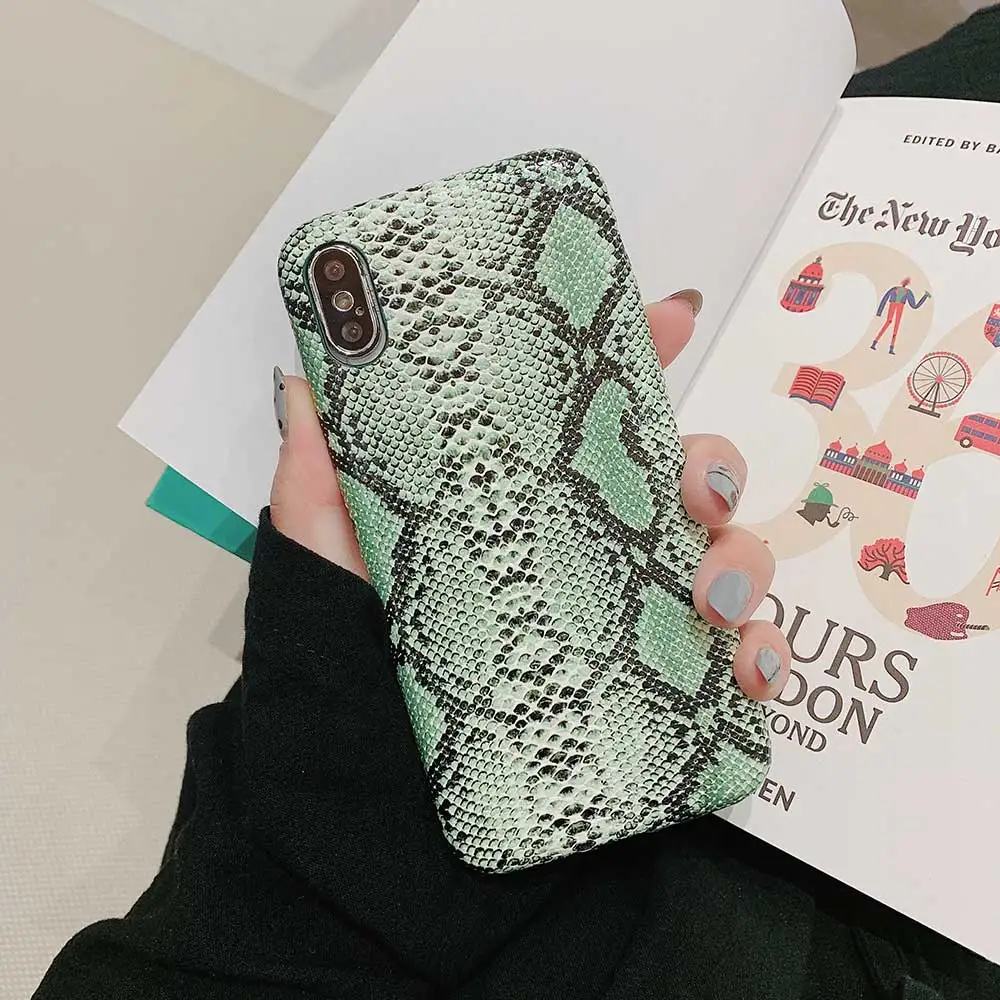 Y-light green Новая текстура змеиной кожи PU кожаный чехол для iPhone 11 Pro Max 6 6s Plus 7 Plus 8 8Plus X XR XS Max мягкий чехол для телефона Coque Fundas - Цвет: Y-light green
