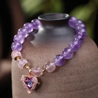 original design natural strawberry crystal amethyst bracelets for women girls love pendant jewelry live source of goods
