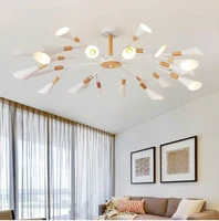 designer chandelier for living room modern white lustre wooden bedroom lighting nordic surface mounted chandeliers