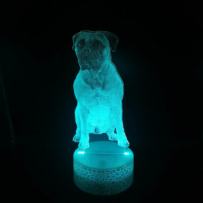 

Animal 3D LED Night Light Bull Mastiff Illusion Photo Lamp for Bedroom Decor Birthday Gift Baby RGB Nightlight Bluetooth Base