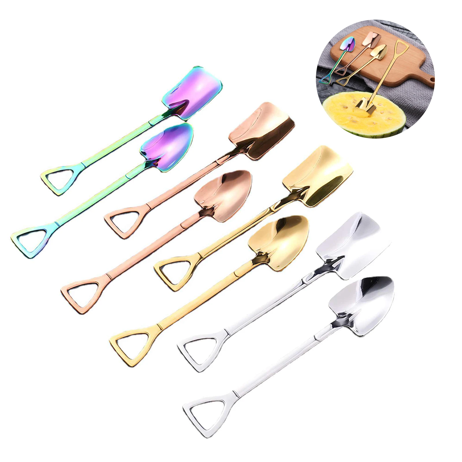 

Ложка-лопата из нержавеющей стали, креативная десертная ложка в стиле ретро, для арбуза, лед