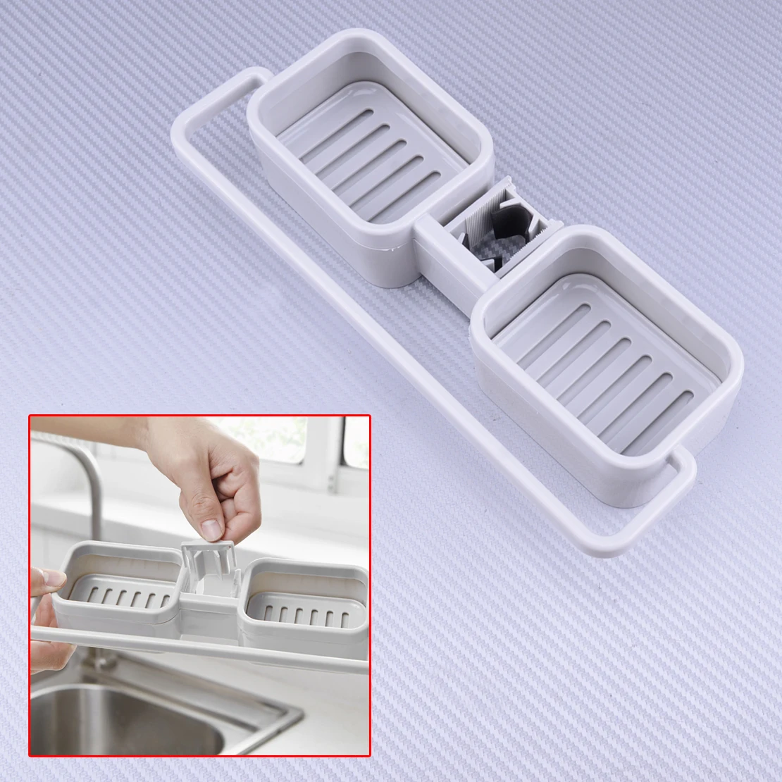 

LETAOSK, серый домашний кухонный кран для раковины, губка, мыльная ткань, сливное хранилище, органайзер, держатель для стойки, полка, без дрелей, ...