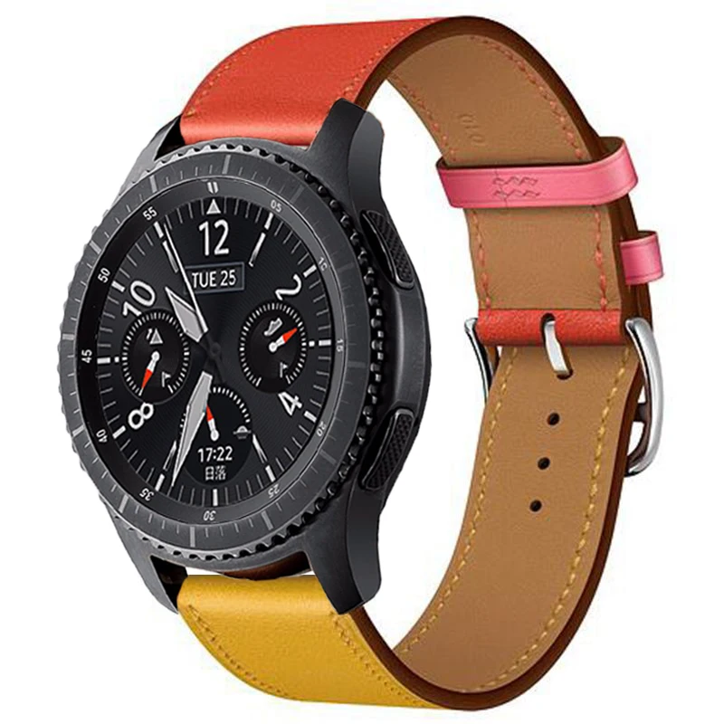 yelloe rose Кожаный ремешок для samsung gear Sport S2 S3 Classic Frontier для Galaxy Watch 42 мм 46 мм ремешок 22 мм быстрая замена ремешков - Цвет ремешка: yelloe rose