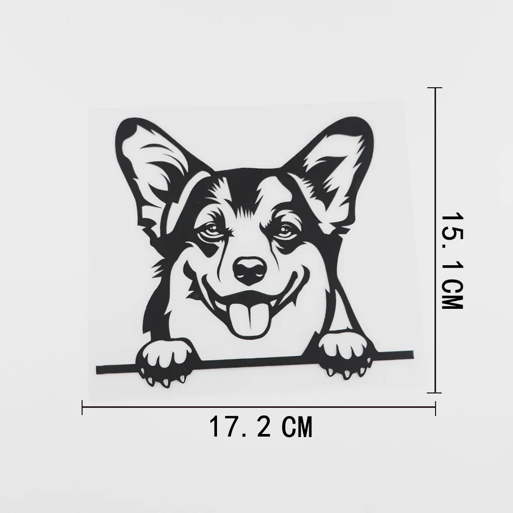 YJZT 17.2CMX15.1CM Fun Pembroke Welsh Corgi Peeking Dog Vinyl Car Sticker Black/Silver 8A-0100 | Stickers