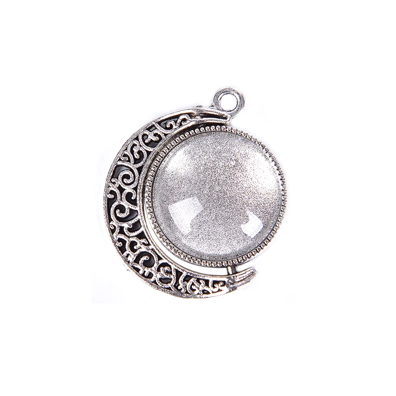 

30/40Pcs Round Pendant Moon Rotation Double Sided Round Pendant Trays For Bracelet Necklace Crafting DIY Jewelry Gift Making