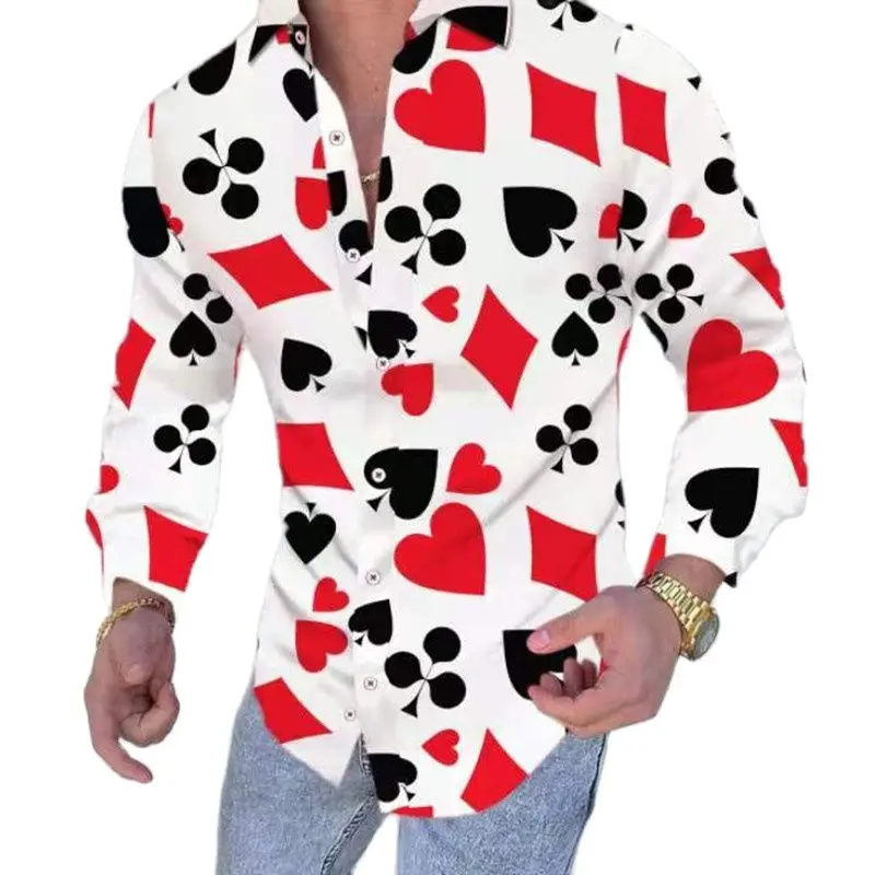 

2021 New FashionMen Long Sleeve Shirts For Casual Floral Print Shirt Autumn Shirts Dress Camisa Button Turn-Down Collar Male Top