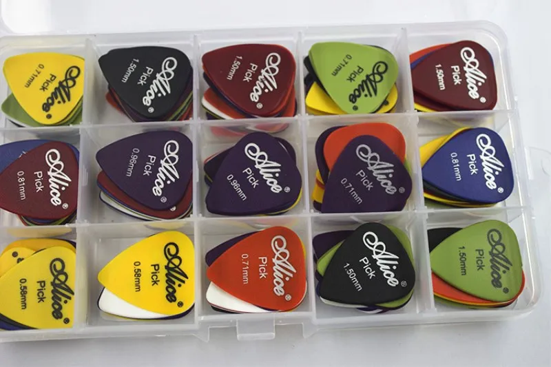 

24/30/40/50pcs Guitar Picks 1 Box Case Alice Acoustic Electric Bass Plectrum Mediator Musical Instrument Thickness mix 0.58-1.5