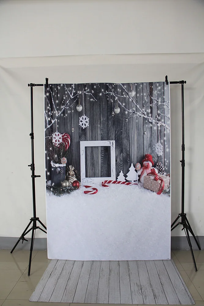 Праздничный Рождественский фон фотография деревянная стена белоснежный пол