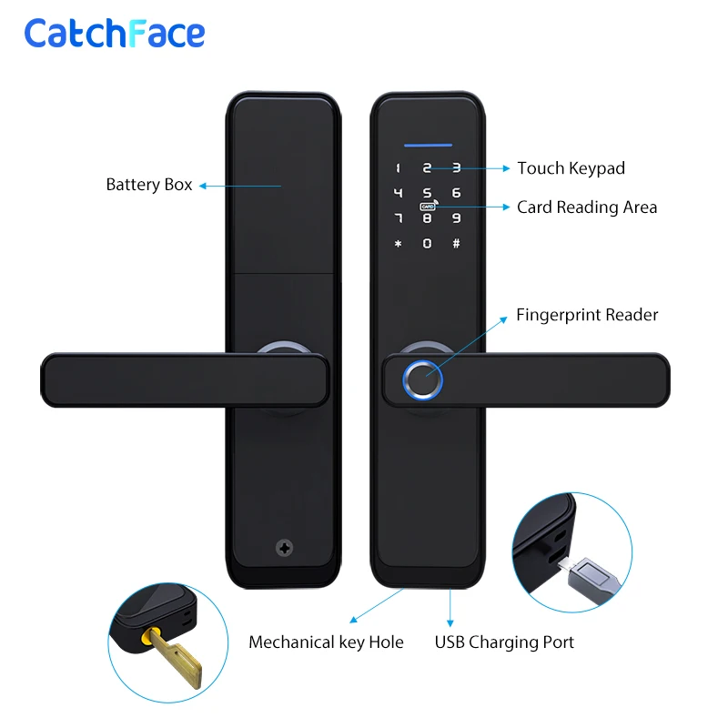 Bluetooth Fingerprint Door Lock TTlock APP Smart Electronic Digital Code FRID Card Keyless Support Watch | Безопасность и защита
