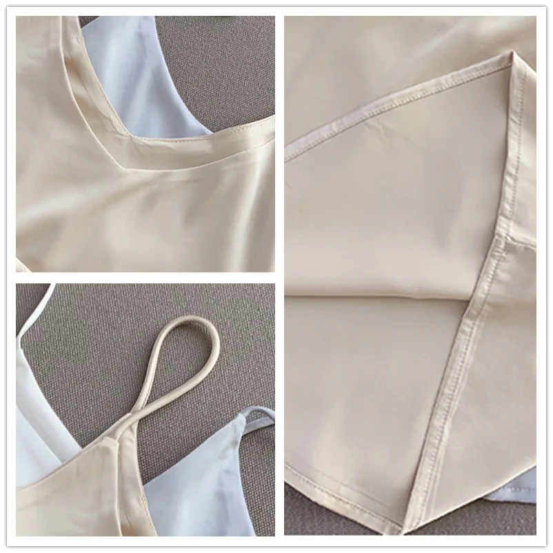 

Korean Silk Tops Women Satin V-neck Tank Top Elegant Woman Sleeveless Tops Plus Size Sexy Top Lady Solid Tees Camis women