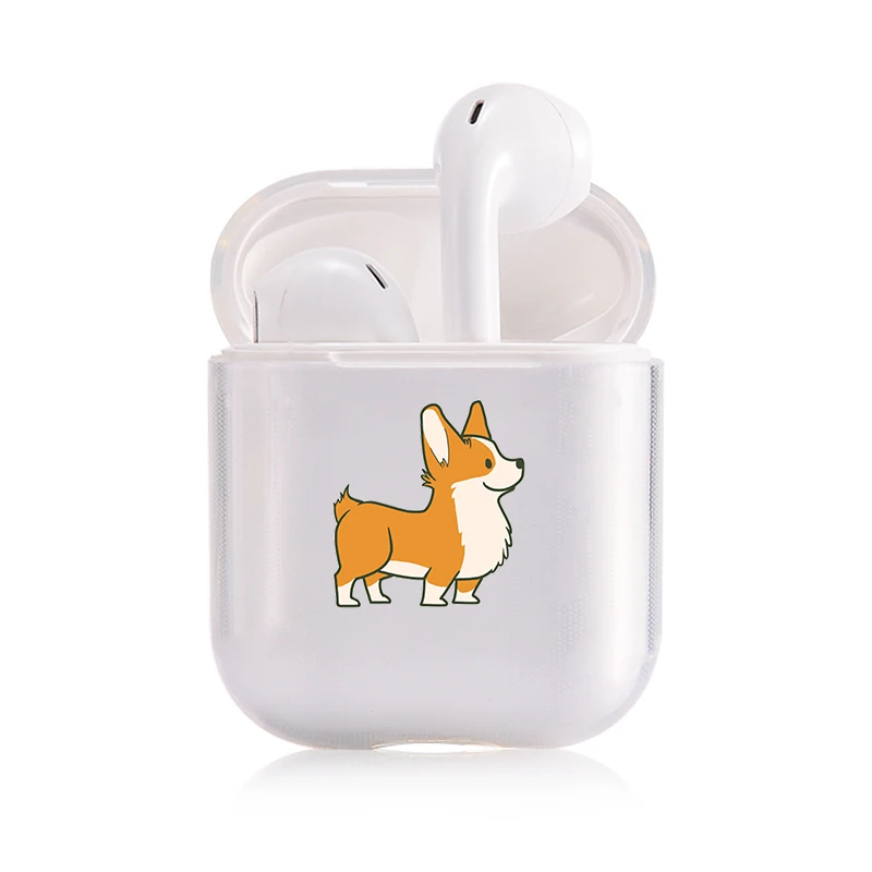 Жесткий прозрачный чехол для наушников Apple airpods 1 чехол Роскошные домашние животные собака корги прозрачный Air Pods чехол для Airpods 2 защитный чехол - Цвет: I201254