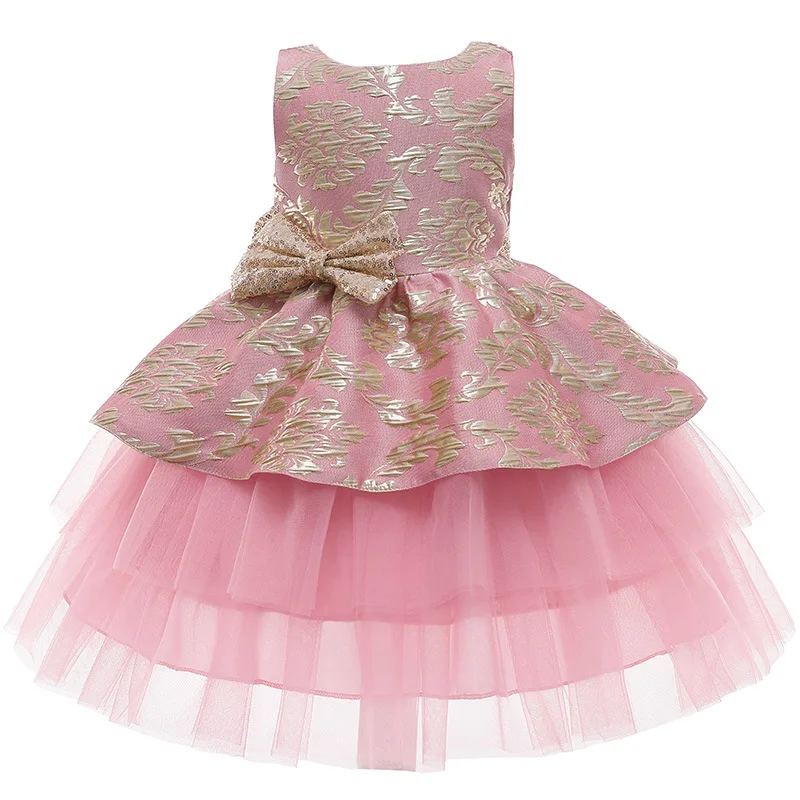 

LZH Children Embroidery Bowknot Cake Dresses For Girls Birthday Party Dress Baby Girls Princess Dress Flower Girls Wedding Dress