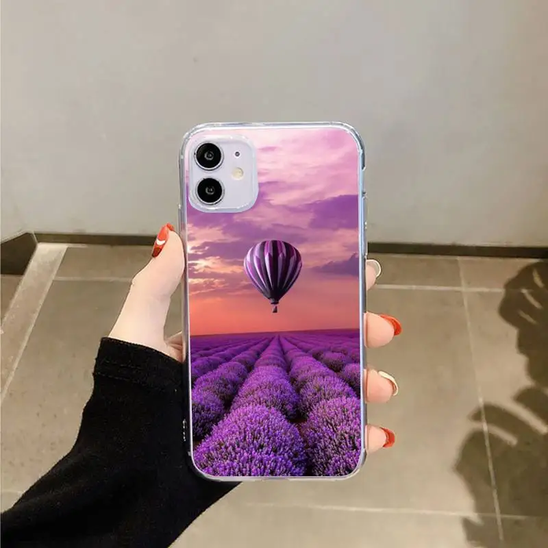 

Romantic simple lavender Purple flowers Phone Cases Transparent for iPhone 6 7 8 11 12 s mini pro X XS XR MAX Plus