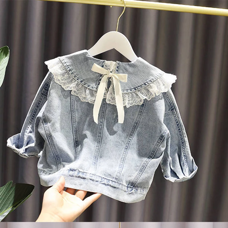 Новинка 2021 года куртка для девочек на весну-осень джинсовая Детская в Корейском