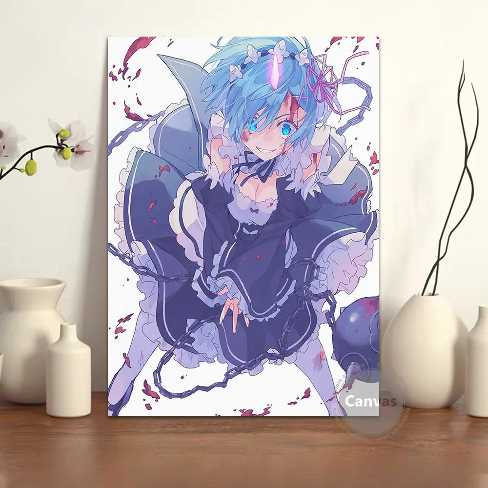 Холст Аниме картины Rem для украшения дома постер HD Печать настенное искусство