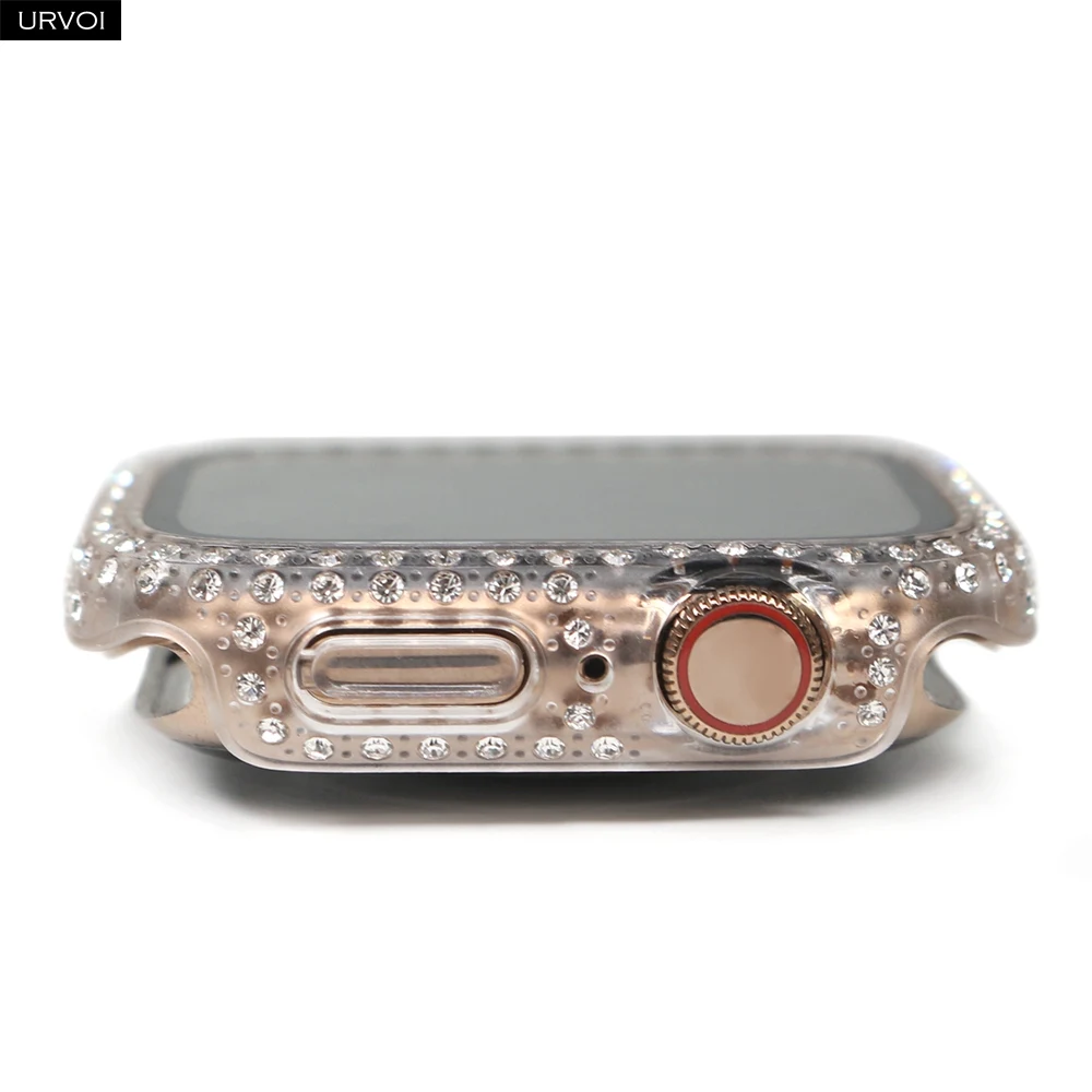Чехол URVOI для Apple Watch Series 7 6 SE 5 4 3 2 полностью блестящий пластиковый корпус из