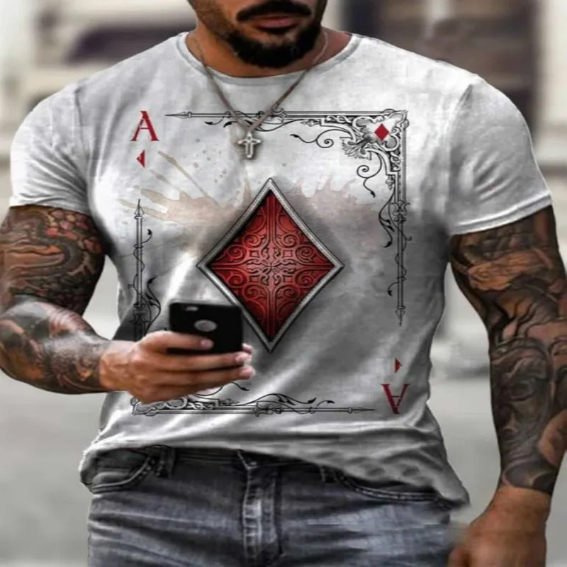 

Men's Round Neck T-shirt Combination Printing Breathable T-shirt European and American Style Fashion New Summer 2021
