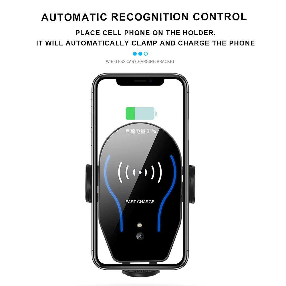 

10W Car Qi Wireless Charger Automatic Clamping for iPhone X 8 XR 11pro xs Samsung S10 S9 S8 Note10 8 Air Vent Mount Phone Holder
