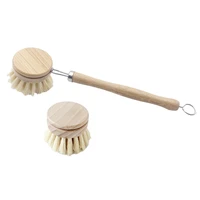 hot salenatural wooden long handle pot brush kitchen pan dish bowl washing cleaning brush household cleaning tools