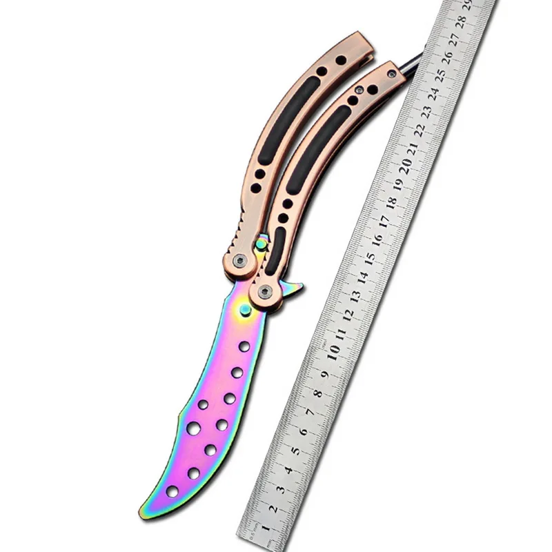 Красочный игровой нож Balisong тренировочный карманный CS GO Karambit тусклый без края с