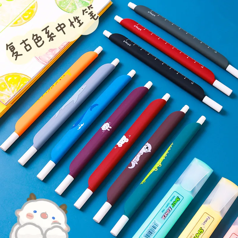

Creative Animal Ruler Gel Pen Cute Colorful ink 0.5 mm Signature Pens School Office writing Supplies Promotional Gift