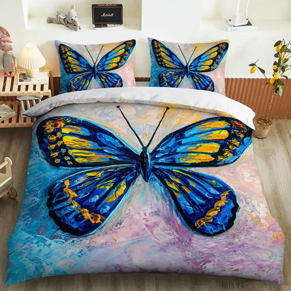 

Oil Painting Butterfly Bedding Set Fantasy 3D Print Comforter Luxury Queen King Single Duvet Cover Set Home Textile Decor Modern