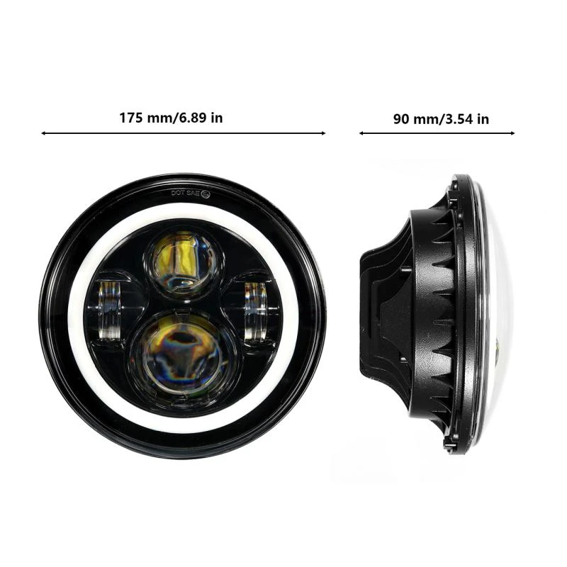 

7 Inch Round LED Headlights for Jeep Wrangler TJ CJ-7 JK Hummer H1&H2 LJ Headlamps Hi-Lo Beam DRL Turn Signal Light 90W 6000K