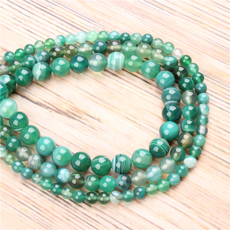 

Green Striped Agate 4/6/8/10/12mm Natural Stone Loose Beads Matte Jewelry Bracelet Necklace Make
