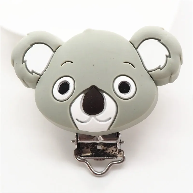 Grey Chengkai 10 шт. силиконовые автомобильные клипсы DIY детская кошка мышь Соска с животным Прорезыватель зубов, пустышка для младенца ювелирные изделия игрушки аксессуары - Цвет: Grey