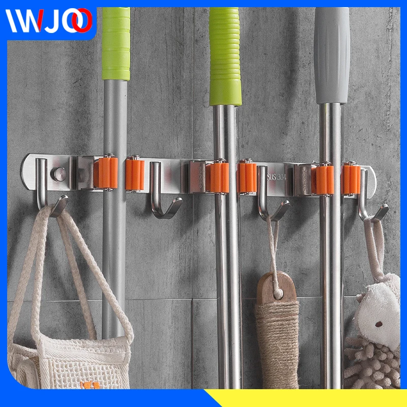 Многофункциональный настенный держатель для швабры вешалка щетки метлы стеллаж