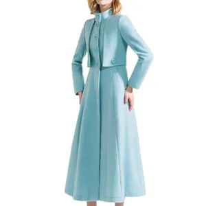 Женское зимнее шерстяное пальто, модное приталенное Женское шерстяное пальто со стоячим воротником, яркая женская модель 3XL