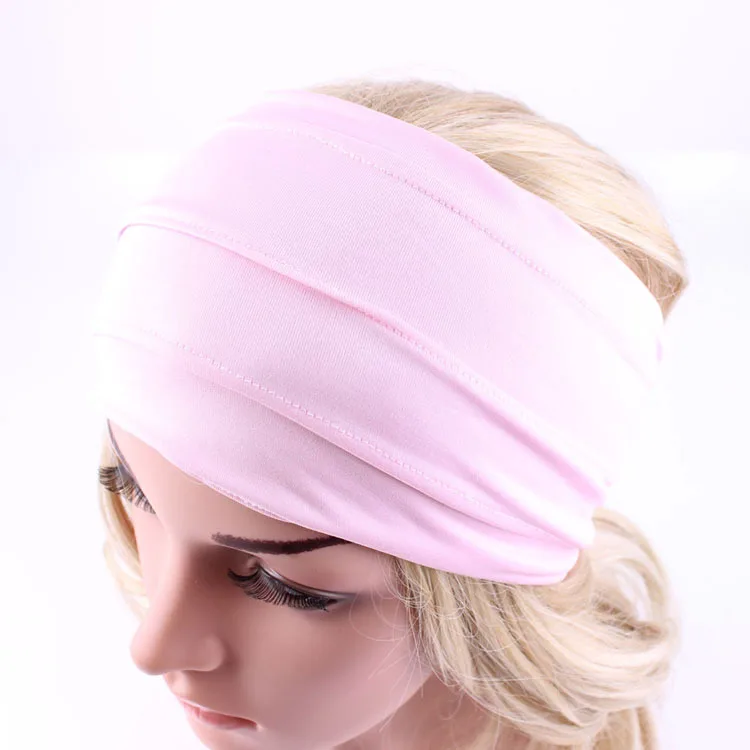 pink headband 1 шт., Женская хлопковая ткань, широкая повязка на голову, спортивная лента для волос для йоги, для девочек, эластичная повязка на голову, модная повязка на голову для девочек - Цвет: pink headband