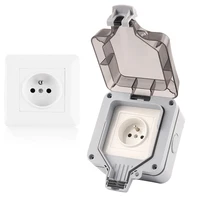 ip66 fr french standard weatherproof waterproof outdoor white black wall power switch socket 16a outlet grounded ac 250v