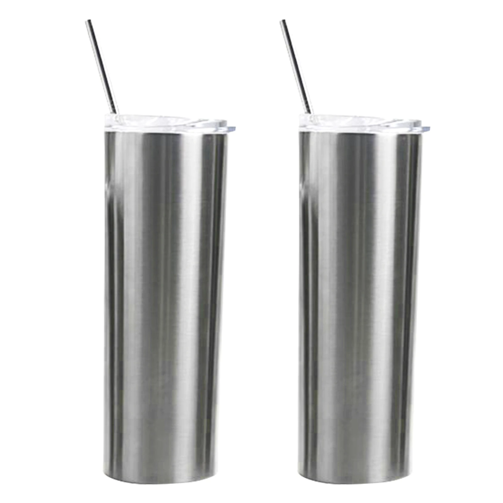 

2pcs 20oz Skinny Tumbler Stainless Steel Leakproof Drinks Home With Lids Straws For Coffee Double Wall Insulated Water Cup