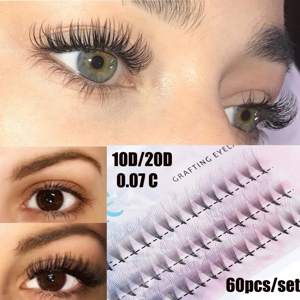 

60 Cluster /box 10D 20D Premade Volume Fan False Eyelashes C Curl Knotted/Knot Free Individual Eyelashes Extension Makeup Tool