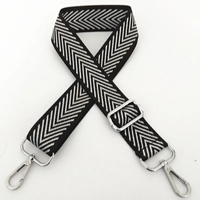 silver silver buckle Для женщин DIY сумка Широкий ремень сумки Сумка через плечо Декоративная Сумка "Почтальон" на ремне Регулируемая сумка ремень полосатый нейлоновый ремешок Лидер продаж - Цвет: silver silver buckle