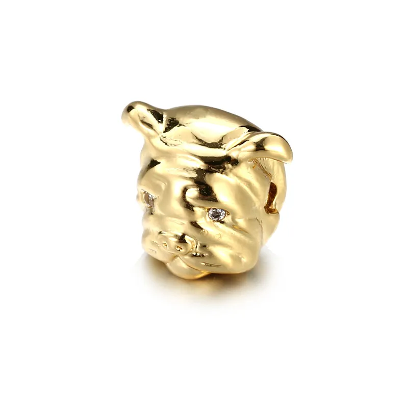 2 шт./лот белые медные бусины в форме головы мопса быка собаки подвески